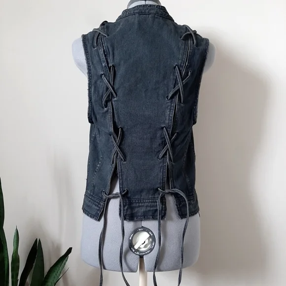 Free People Ripped Lace Up Vest - Picture 4 of 6